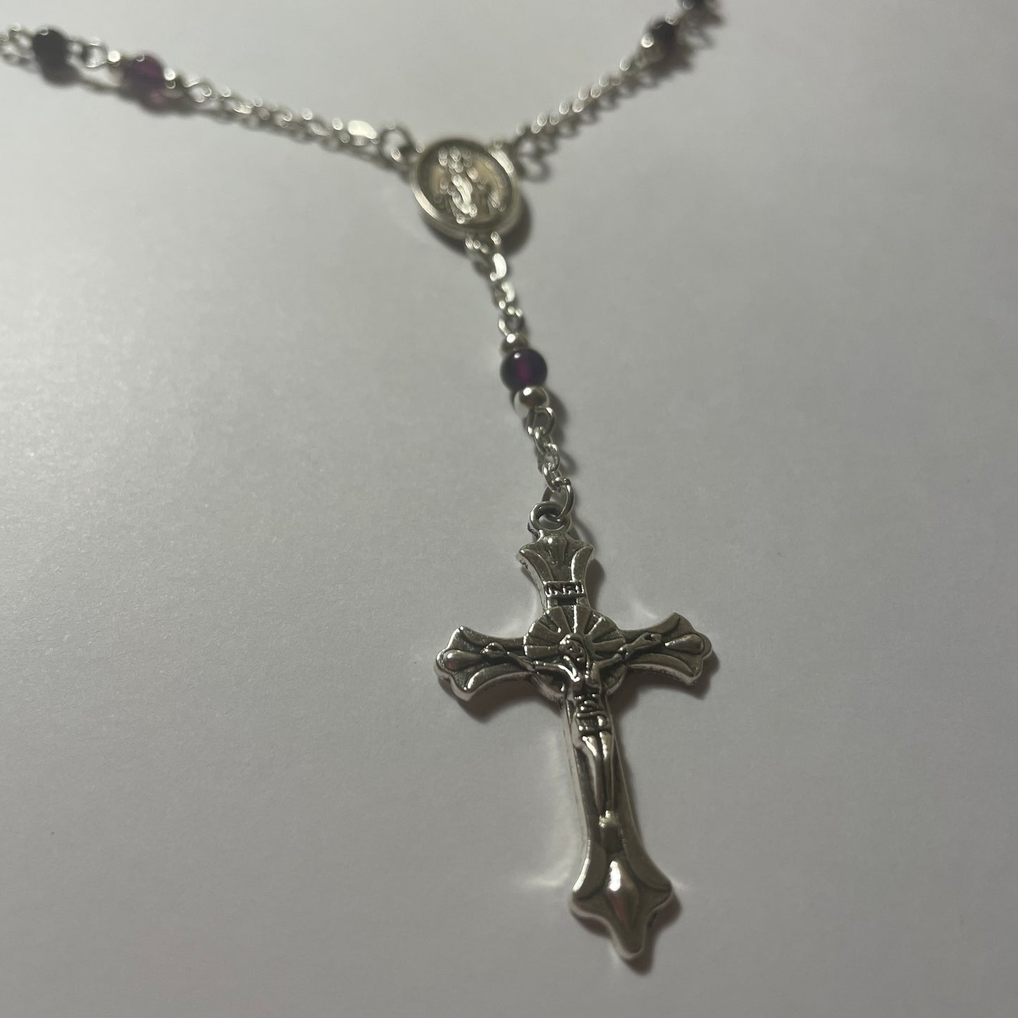 Purple Rosary Necklace