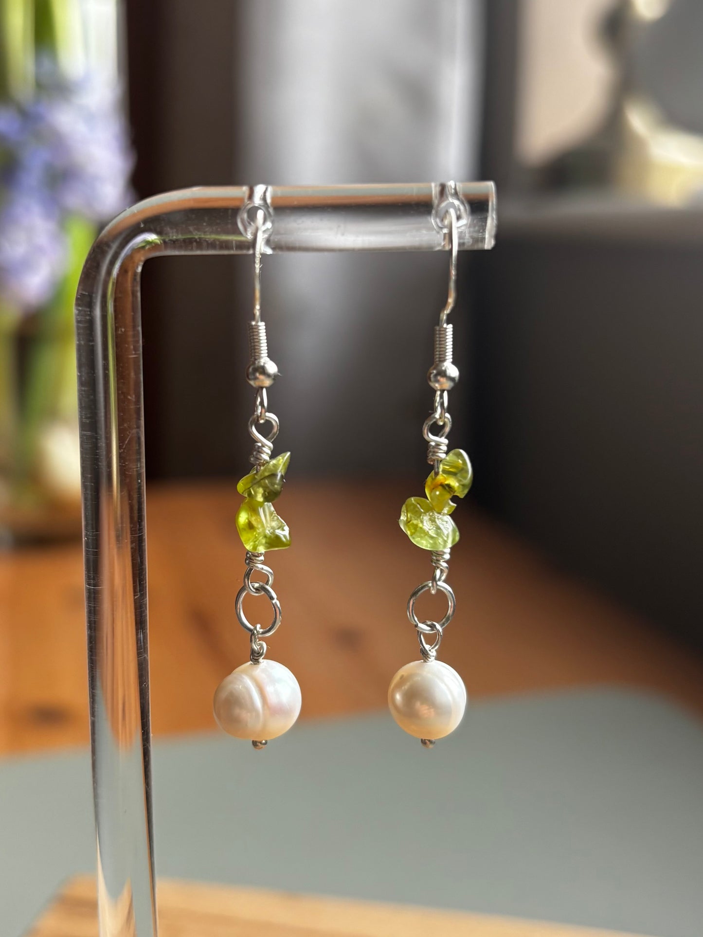 Pearly Peridot Earrings