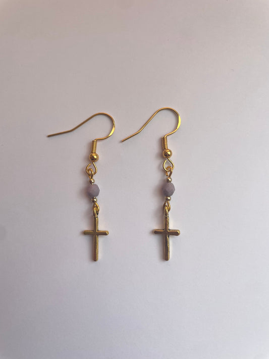 Purple Cross Earrings