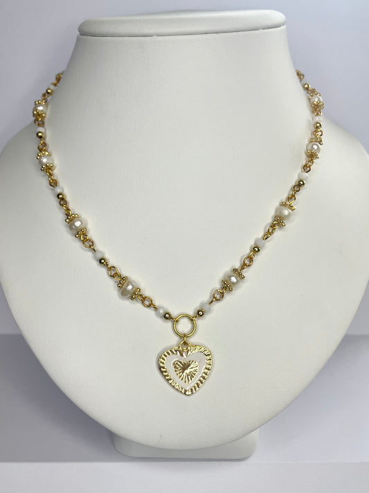 Turkish Pearl Heart Necklace