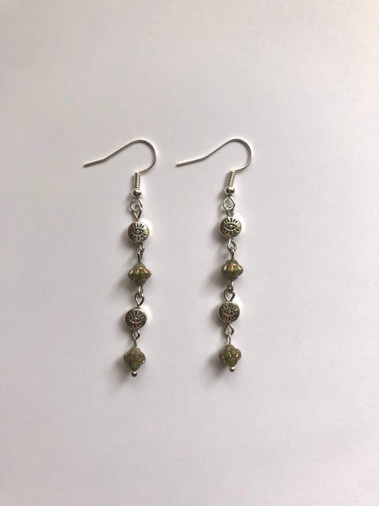 Green Eye Earrings