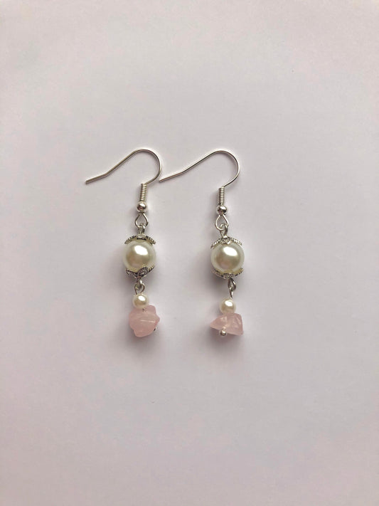 Pink and Pearl Earrings