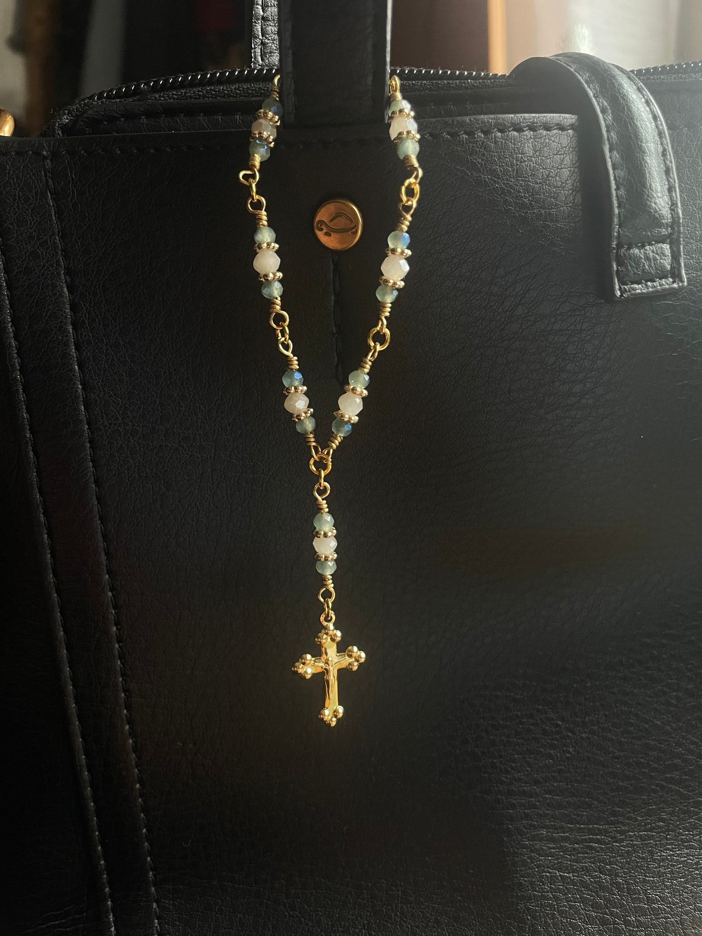 Emerald Cross Bag Charm