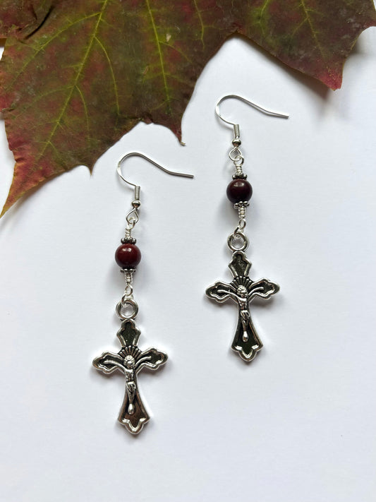 Dark Cross Earrings