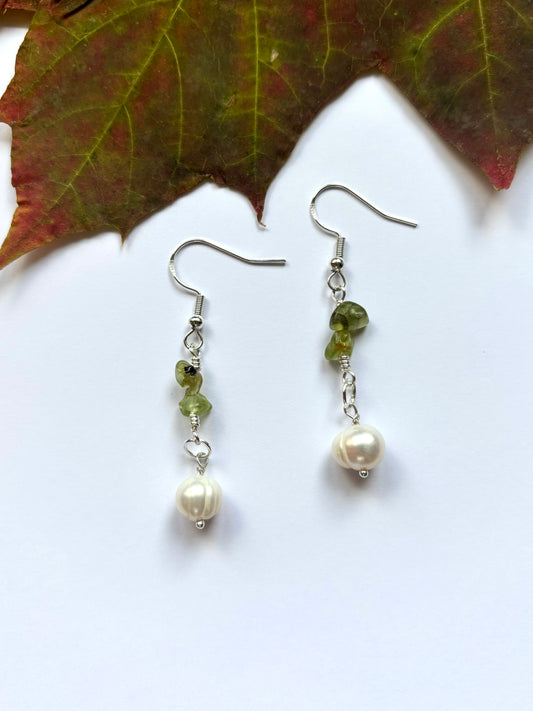 Pearly Peridot Earrings