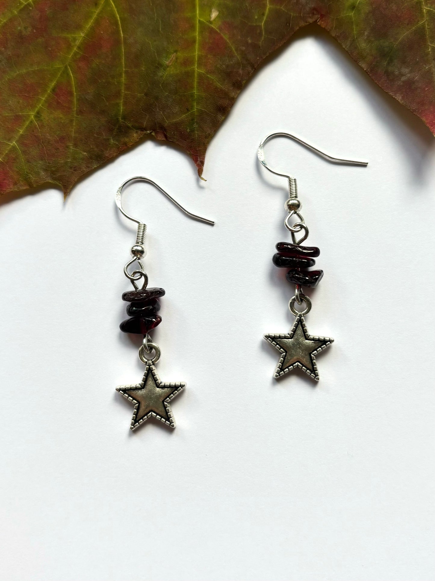 Garnet Star Earrings