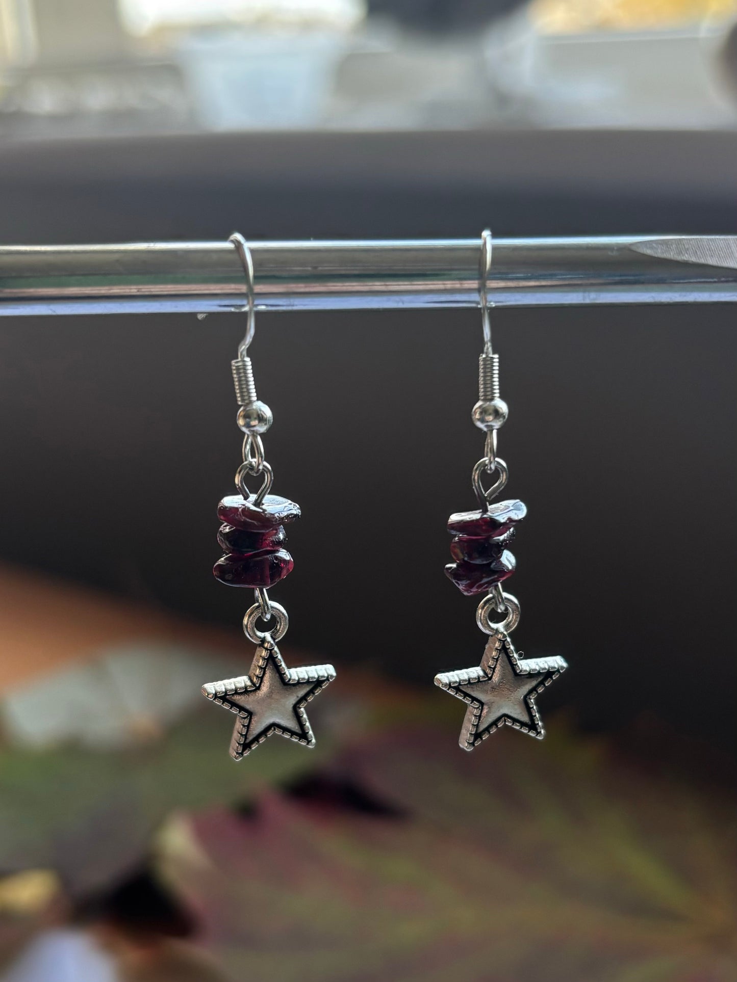 Garnet Star Earrings