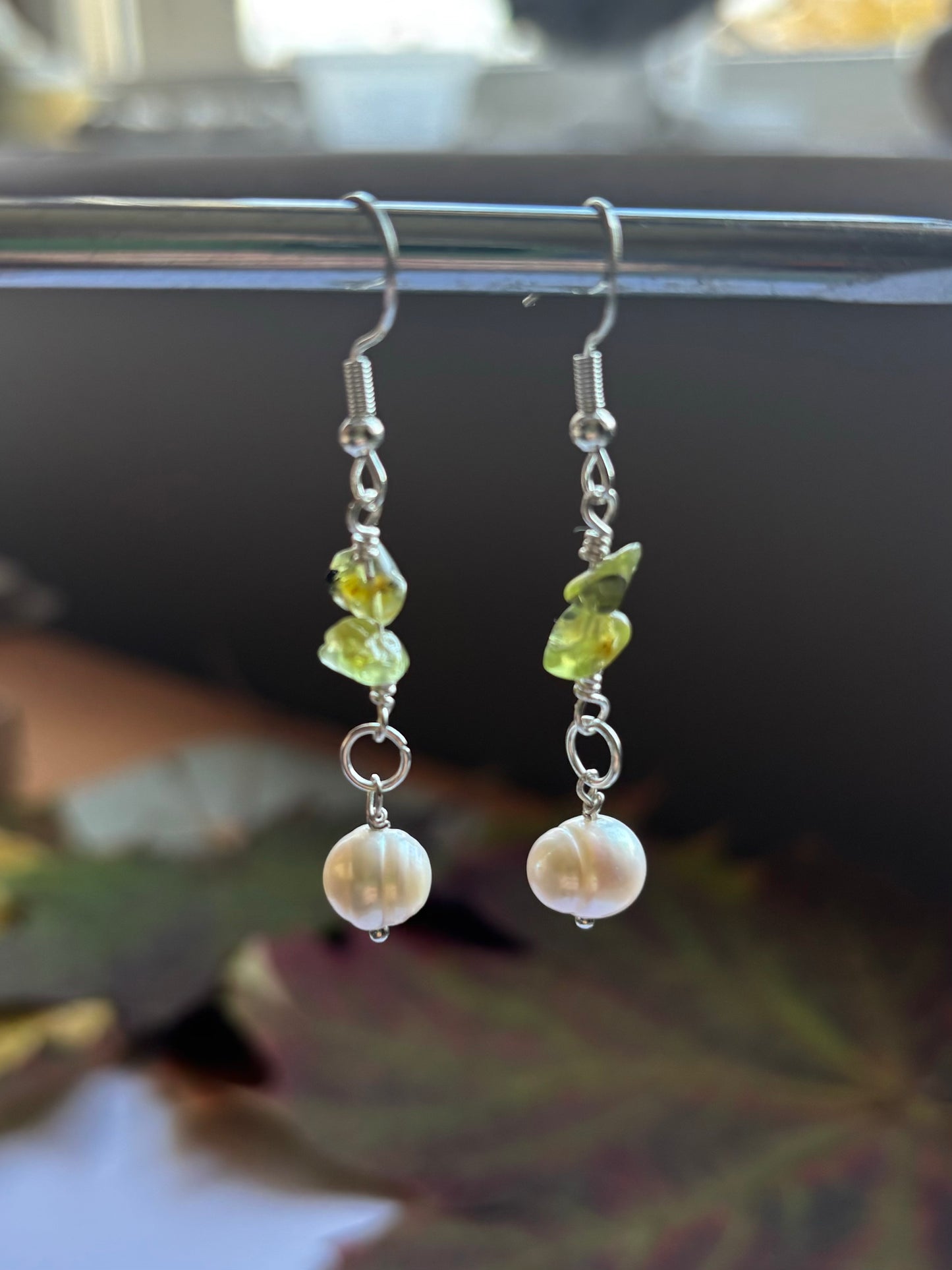 Pearly Peridot Earrings