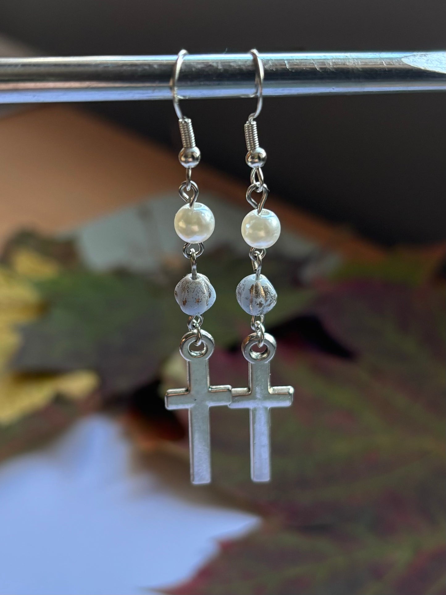 Ocean Blue Cross Earrings